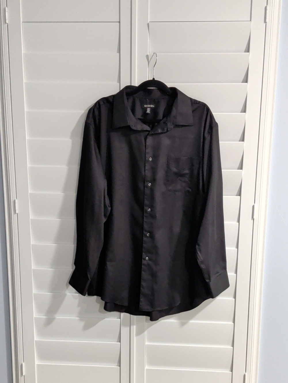 Men's George Black Satin-Look Long Sleeve Dress Shirt